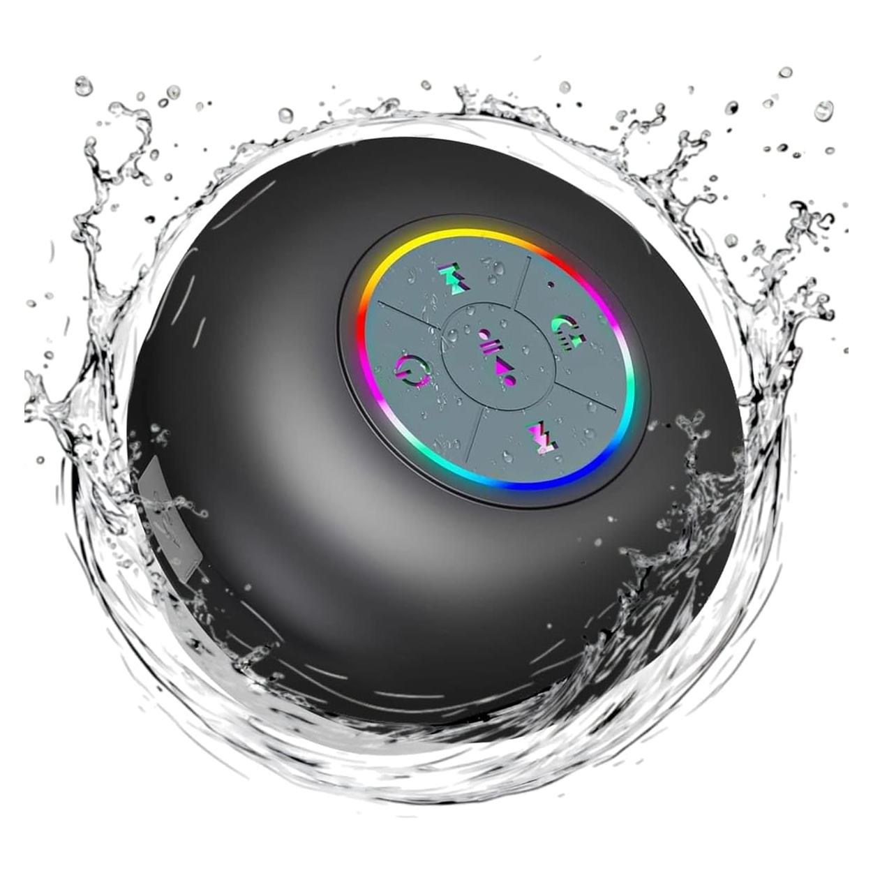 Altavoz Bluetooth Impermeable Luzsco Negro con LED y Ventosa