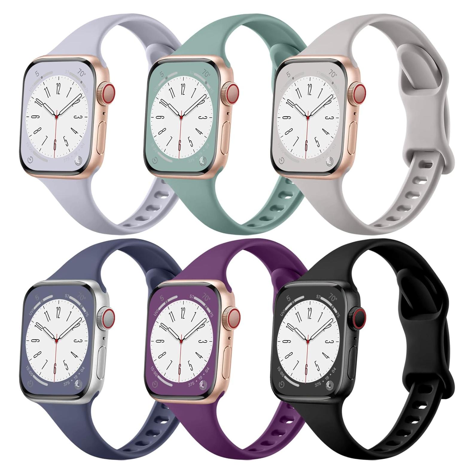 Lerobo 6 Bandas de Silicona Deportivas para Apple Watch 38-49mm