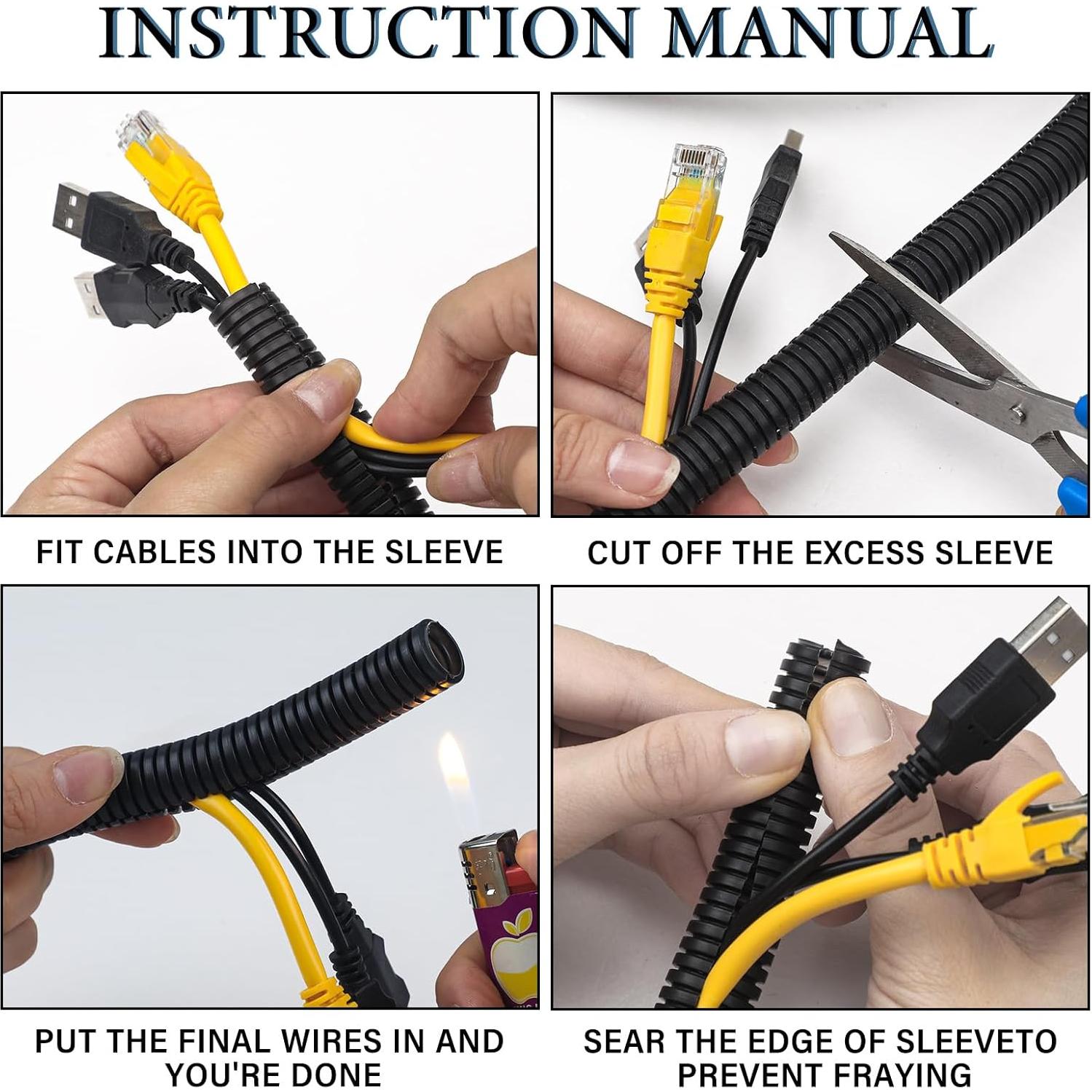 Manga de Cable Retardante de Llama Kanayu 3.05 m Negra