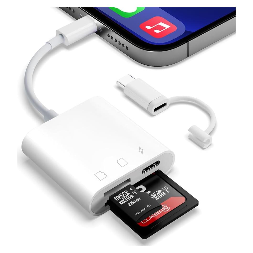 Lector de Tarjetas SD y Micro SD SUNTRSI con Carga para iPhone/iPad