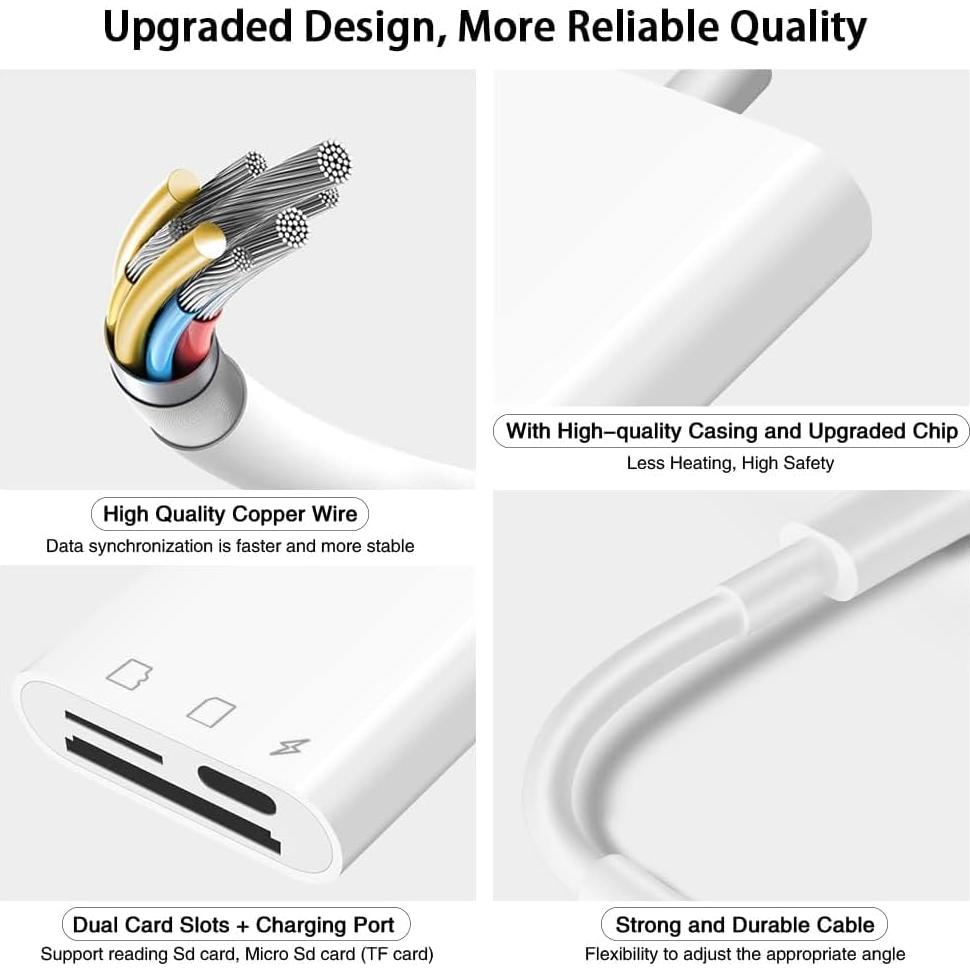 Lector de Tarjetas SD y Micro SD SUNTRSI con Carga para iPhone/iPad