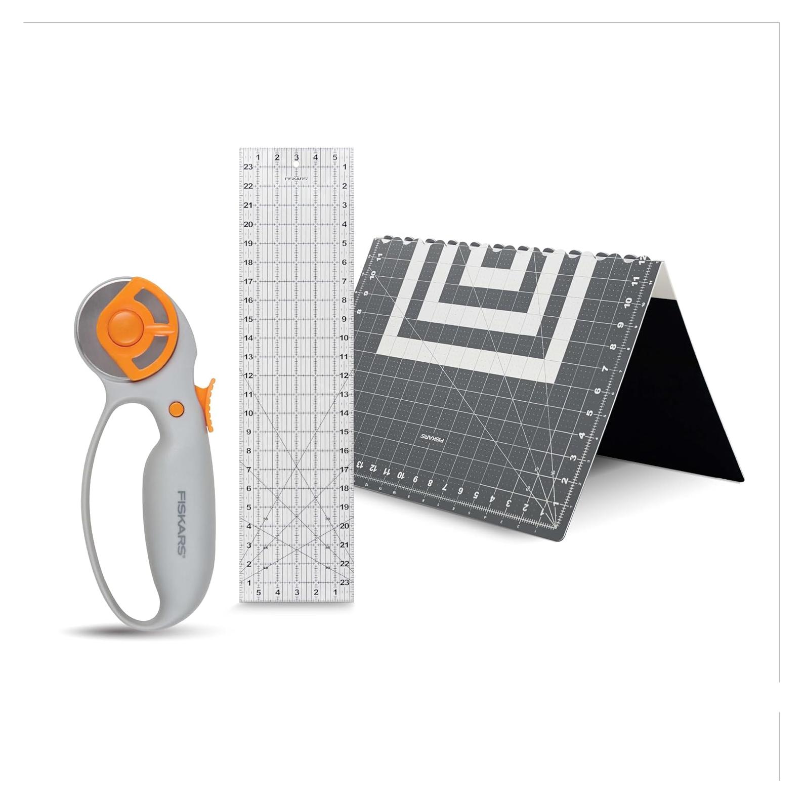 Conjunto Cortador Rotativo Fiskars 45mm + Almohadilla 45.7x61cm + Regla 15.2x61cm