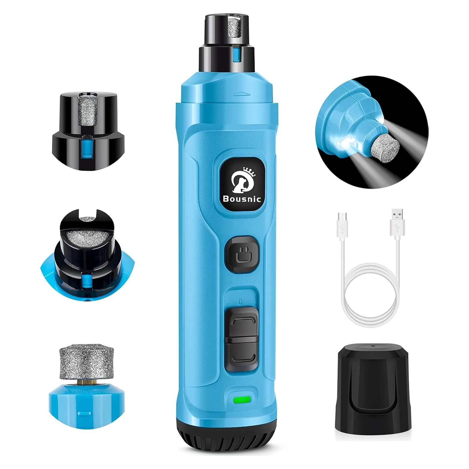 Molinillo de Uñas Eléctrico Bousnic con 2 Luces LED - Silencioso y Potente