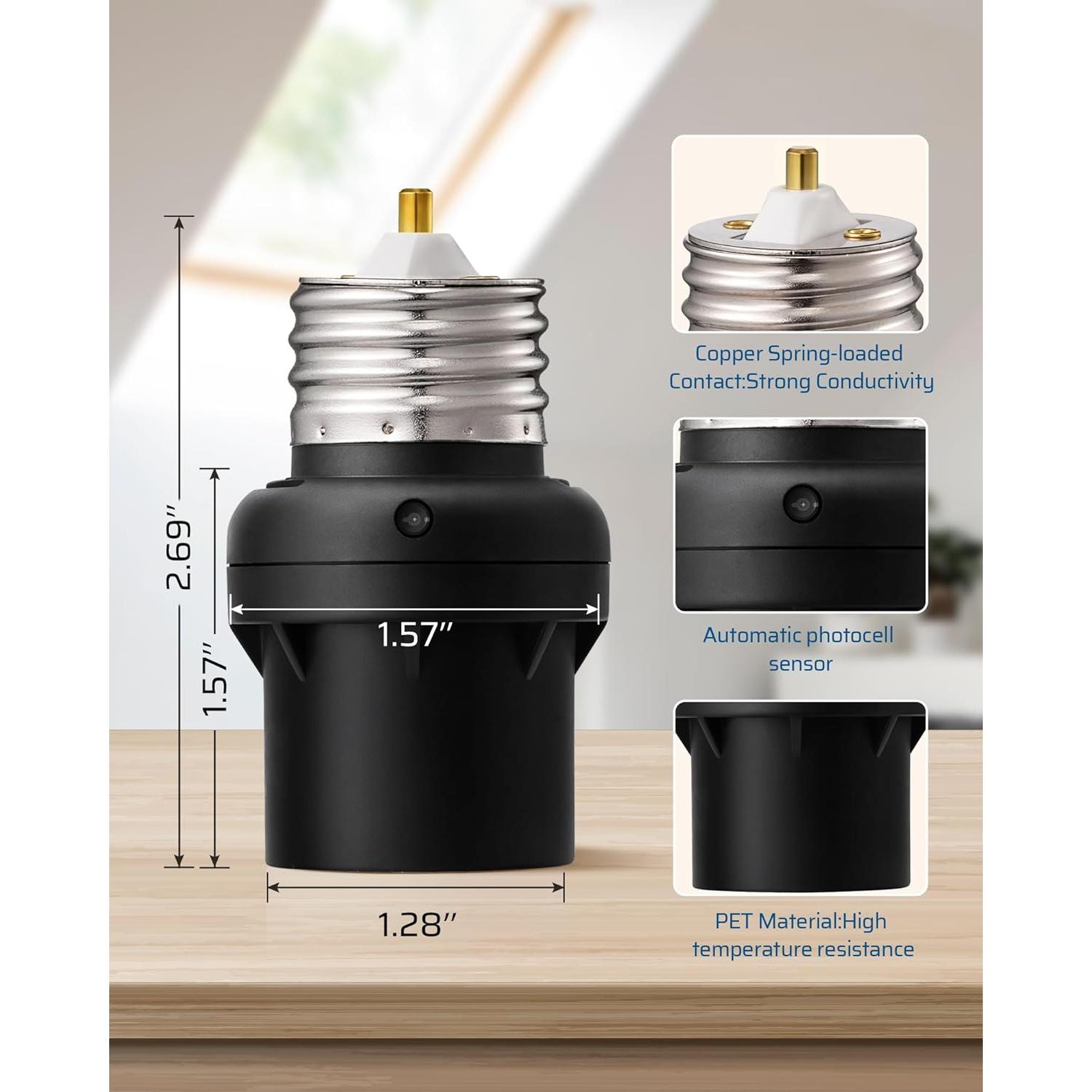 Adaptador de Enchufe DEWENWILS con Sensor de Luz 360° - 2 Unidades