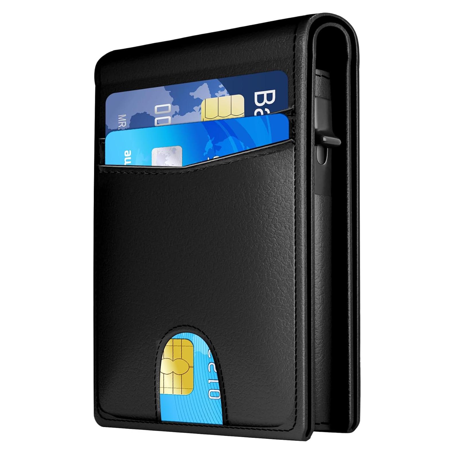 Billetera RFID para Hombres QLD Minimalista Negra 12 Tarjetas