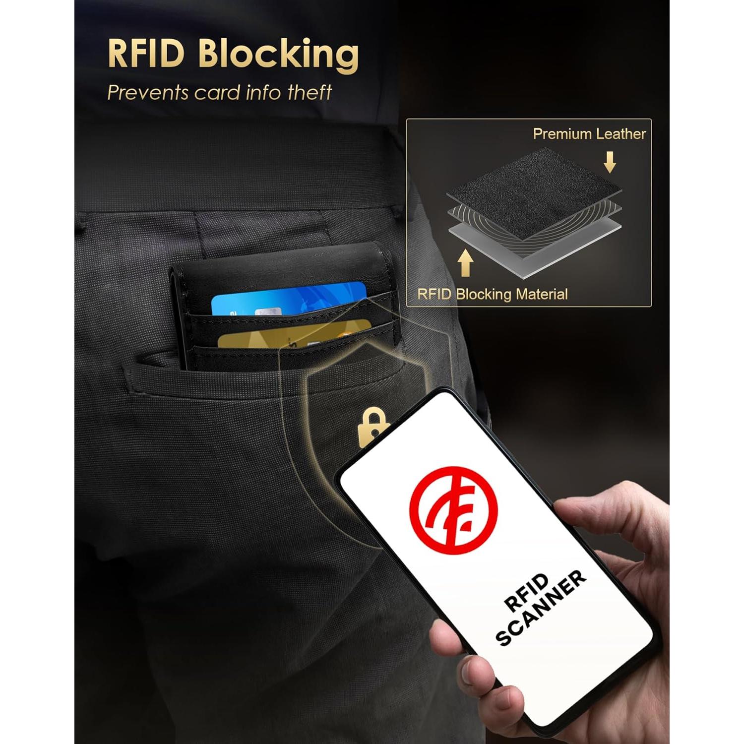 Billetera RFID para Hombres QLD Minimalista Negra 12 Tarjetas