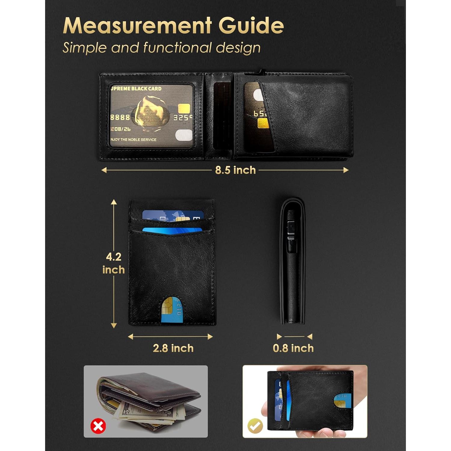 Billetera RFID para Hombres QLD Minimalista Negra 12 Tarjetas