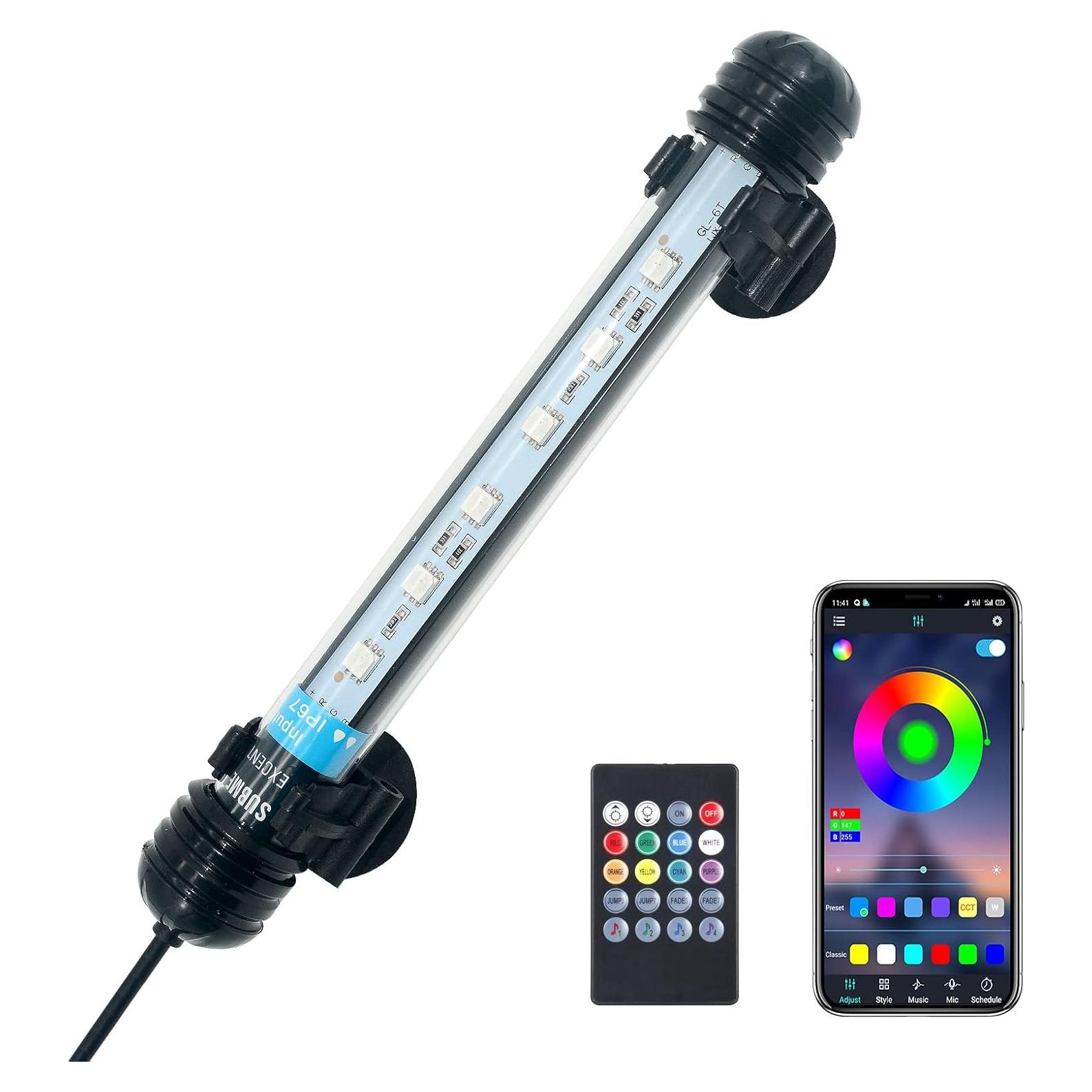 Luz LED para Acuario VARMHUS 19 cm con Control Remoto y APP
