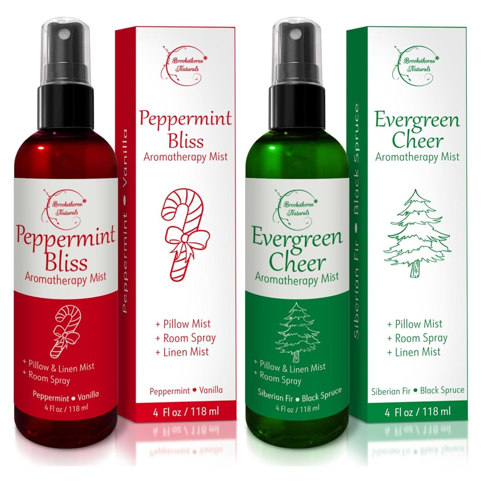 Paquete de 2 Rocíos de Aromaterapia Navideña Brookethorne - Pino y Menta