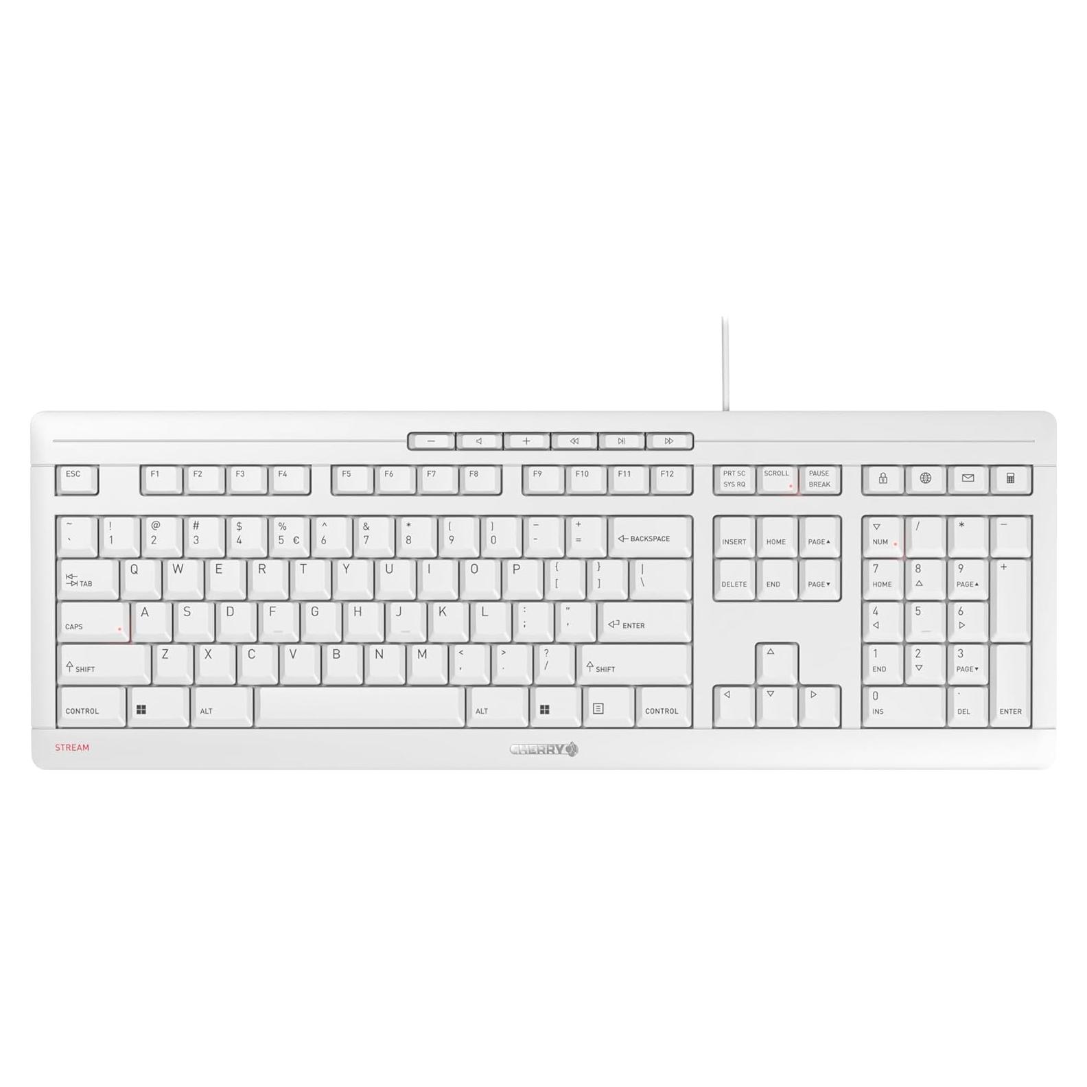 Teclado Cherry Stream - USB QWERTY - Mecanismo SX - Blanco