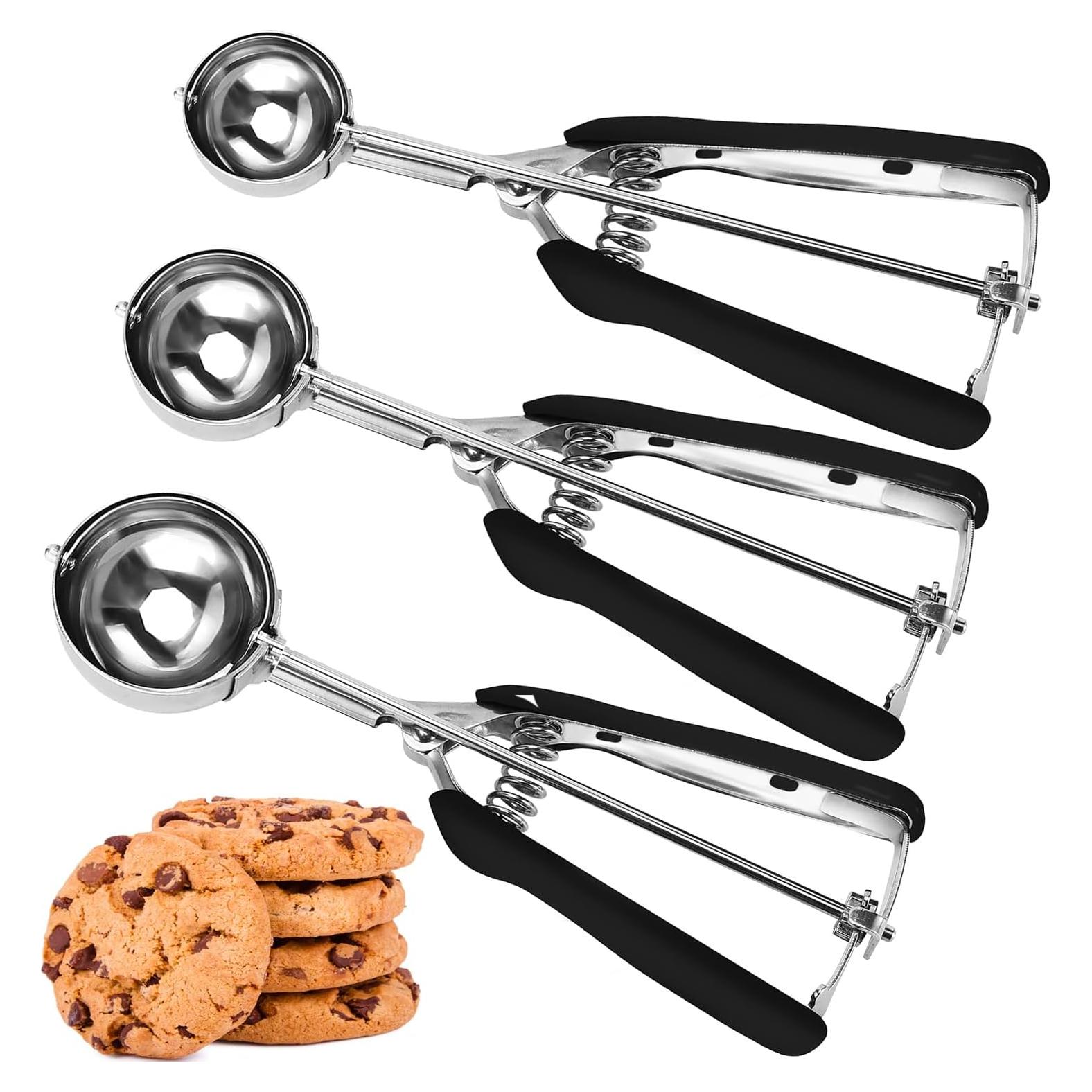 Set de 3 cucharas para galletas JUNADAEL, acero inoxidable, negro