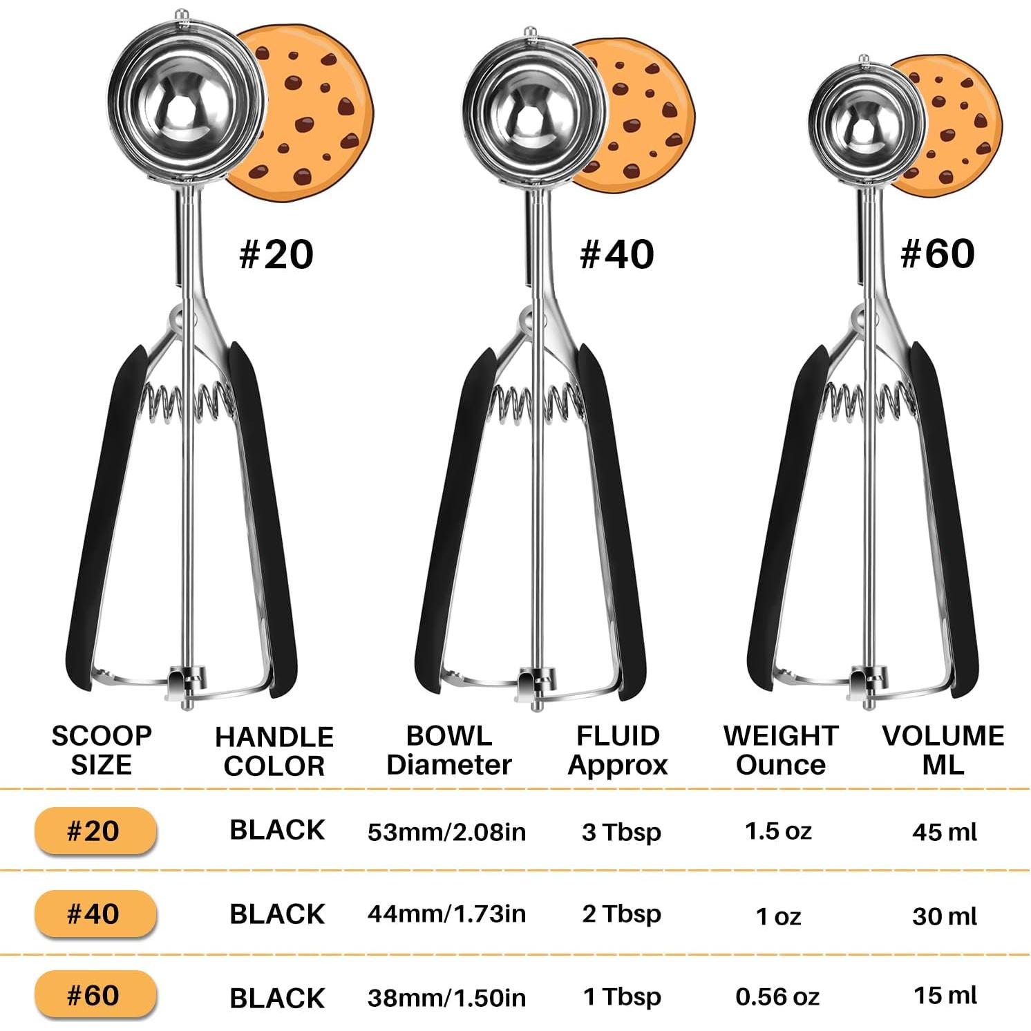 Set de 3 cucharas para galletas JUNADAEL, acero inoxidable, negro