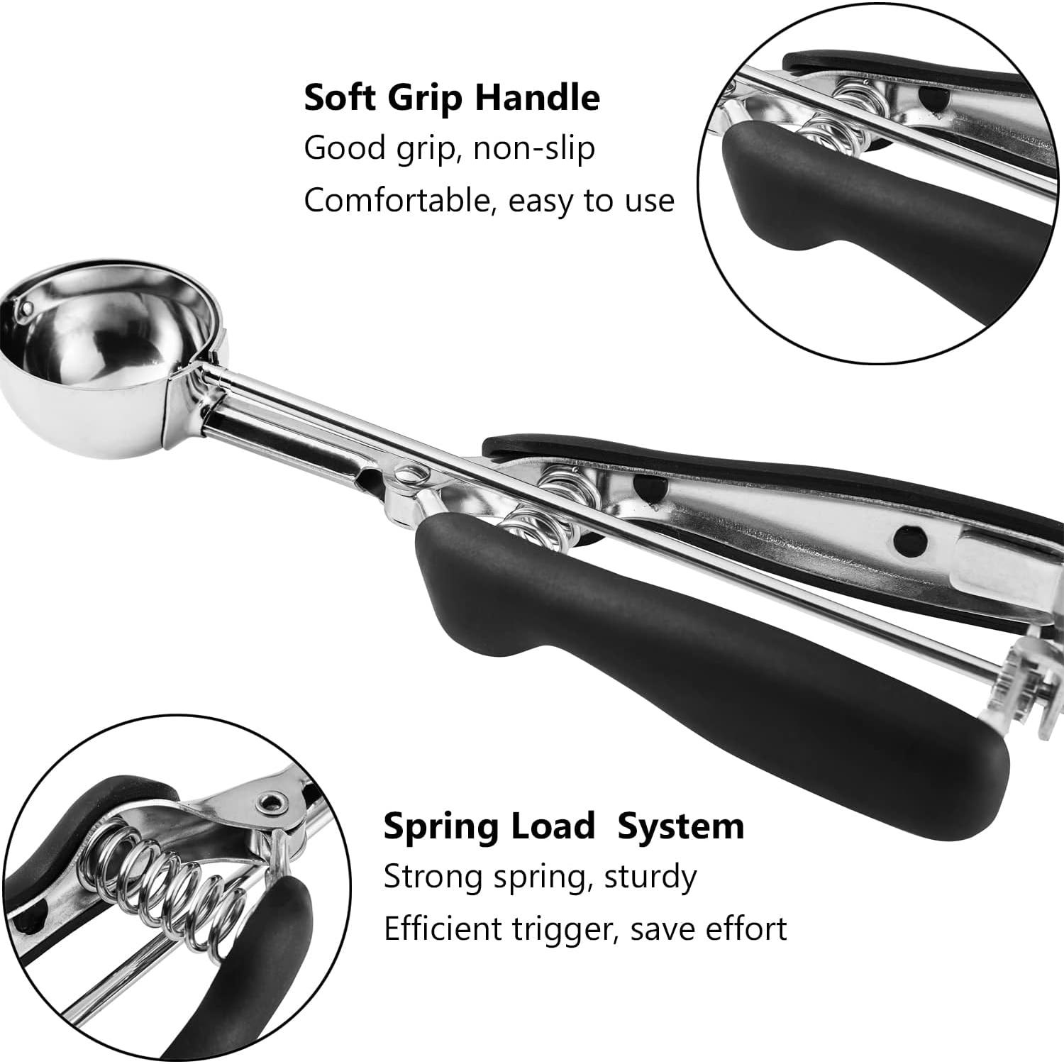 Set de 3 cucharas para galletas JUNADAEL, acero inoxidable, negro