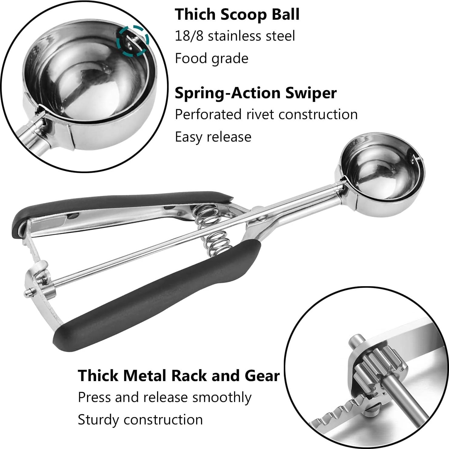 Set de 3 cucharas para galletas JUNADAEL, acero inoxidable, negro