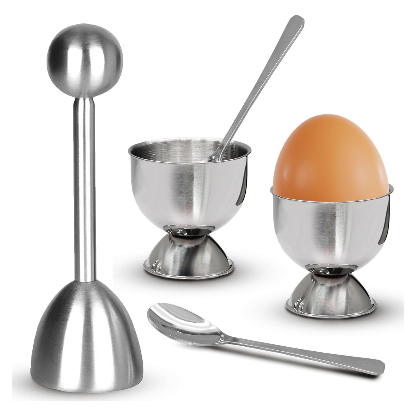 Juego de Tazas y Cortador de Huevos Acero Inoxidable Vibedor