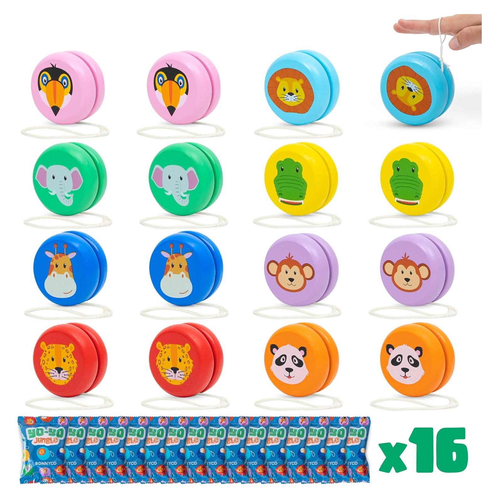 Paquete 16 Yo-Yos de Madera Selva Bonnyco para Niños