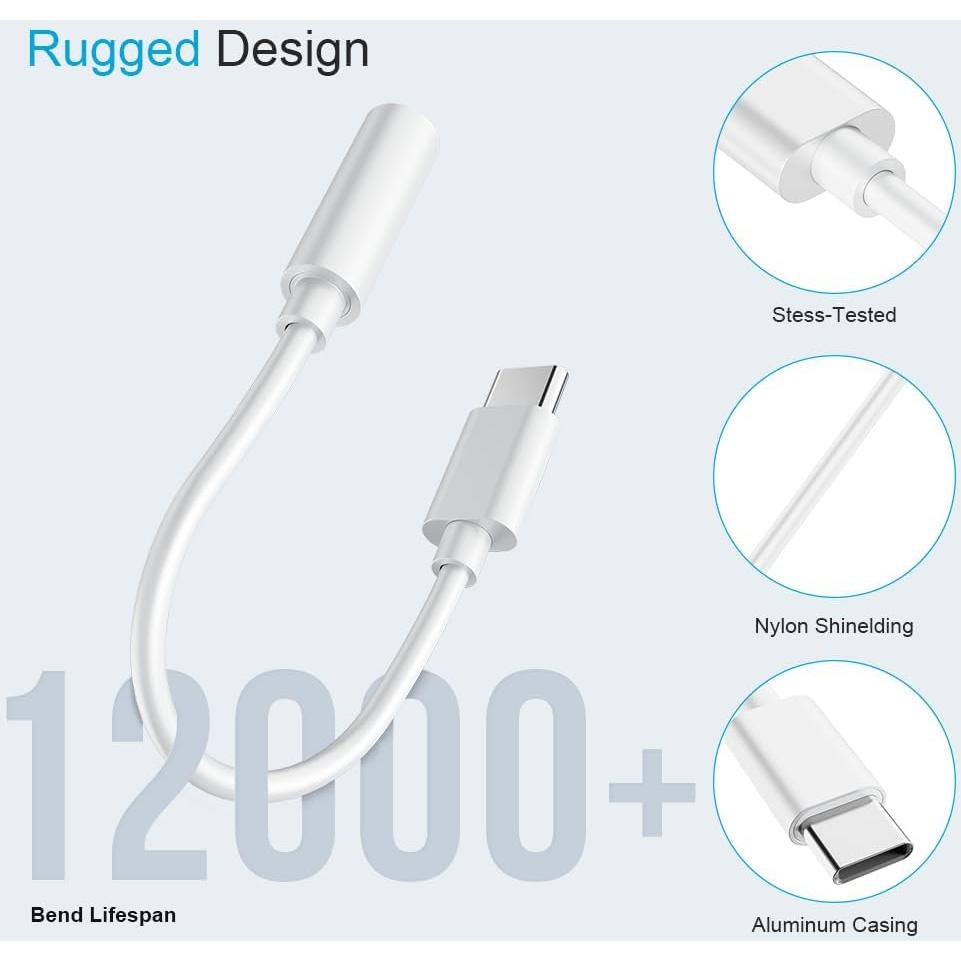 Adaptador USB C a 3.5mm YGKSAA - 2PCS, Audio Hi-Fi