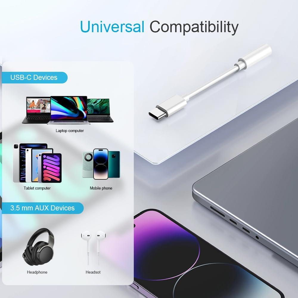 Adaptador USB C a 3.5mm YGKSAA - 2PCS, Audio Hi-Fi