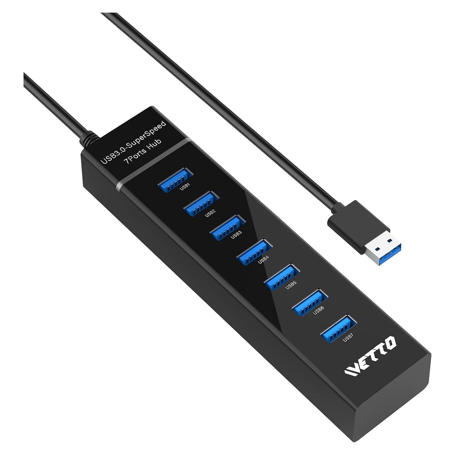 Hub USB 3.0 IVETTO 7 Puertos con Cable de 1.01m para PC