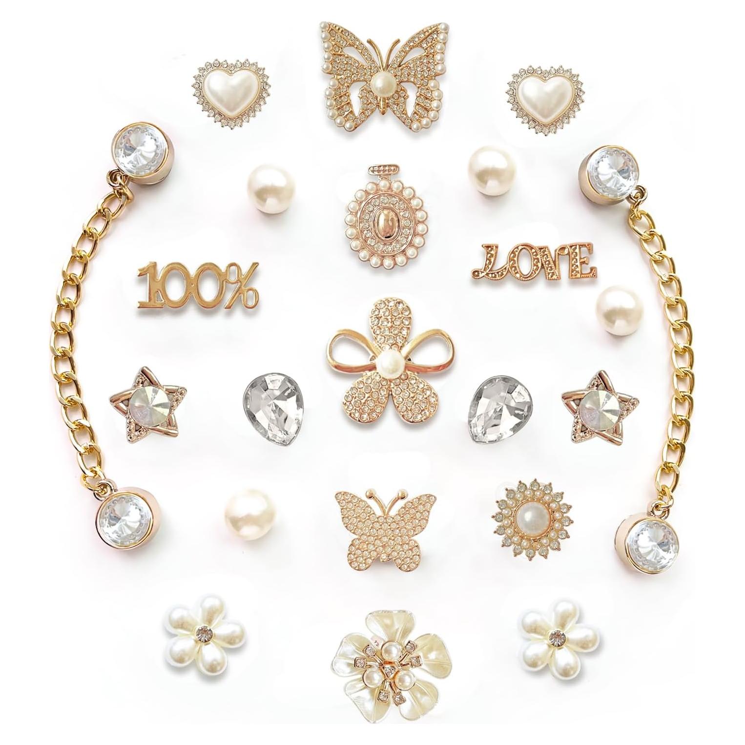 Encantos de Zapatos Brillantes BOAJUNWU - 20 Piezas y Cadenas