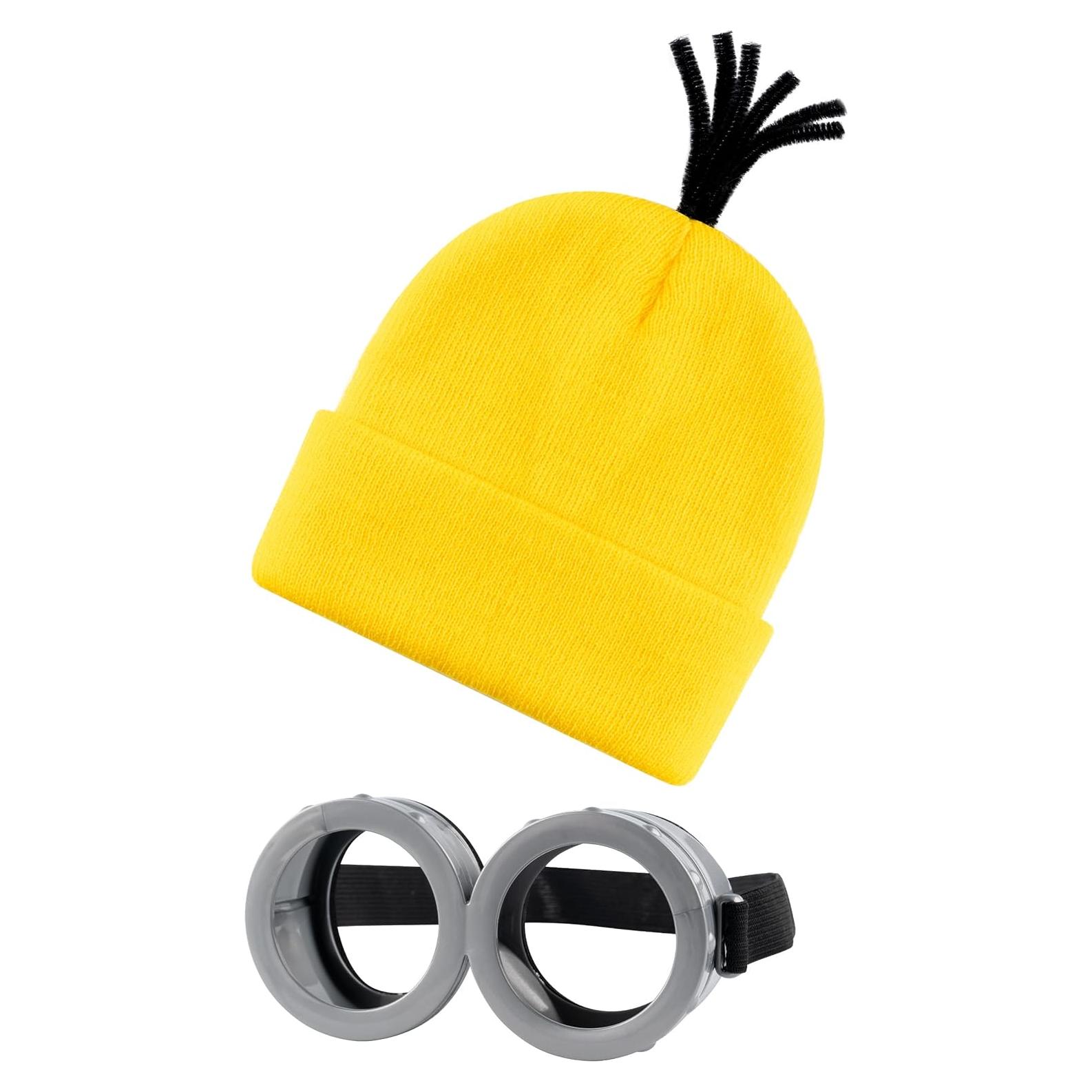 Conjunto de Disfraz 2 Pcs Gafas Steampunk y Sombrero Beanie Amarillo