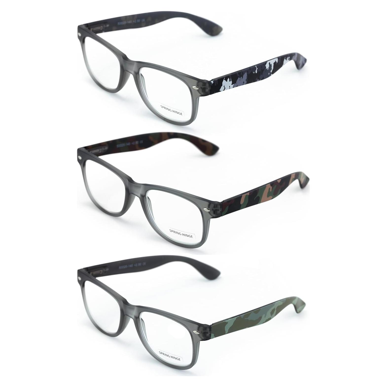 3 Pares Gafas de Lectura Clásicas Camuflaje Militar 1.5x