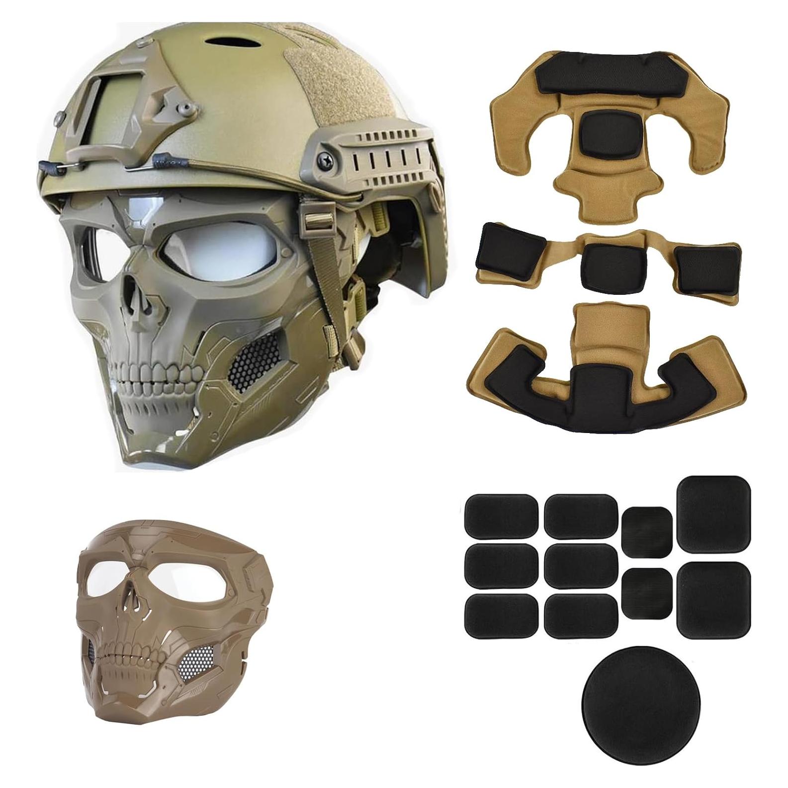 Máscara Táctica Completa JFFCESTORE con Casco y Lentes Claros