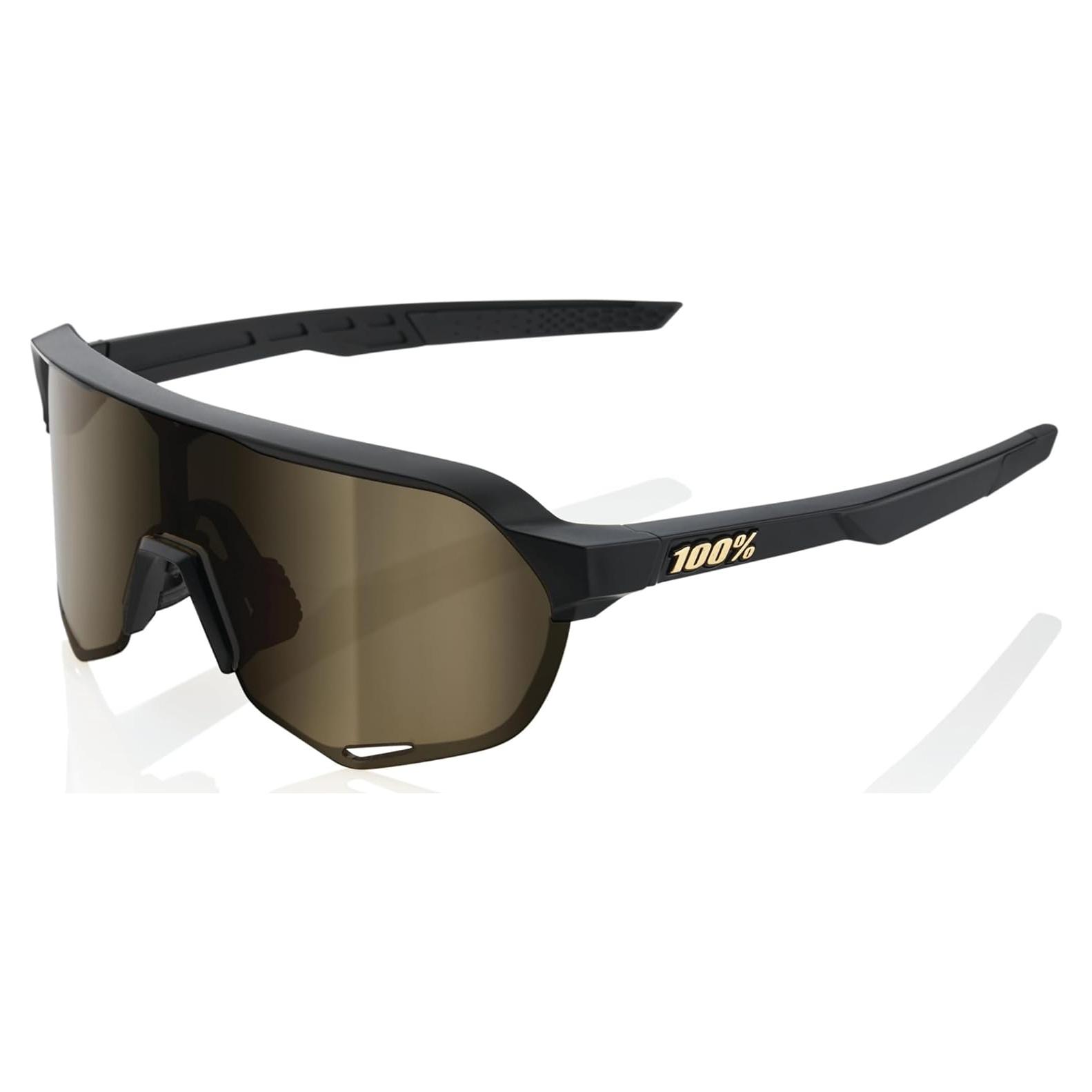 Gafas de Ciclismo 100% S2 Negro Mate Lente Espejo Dorado
