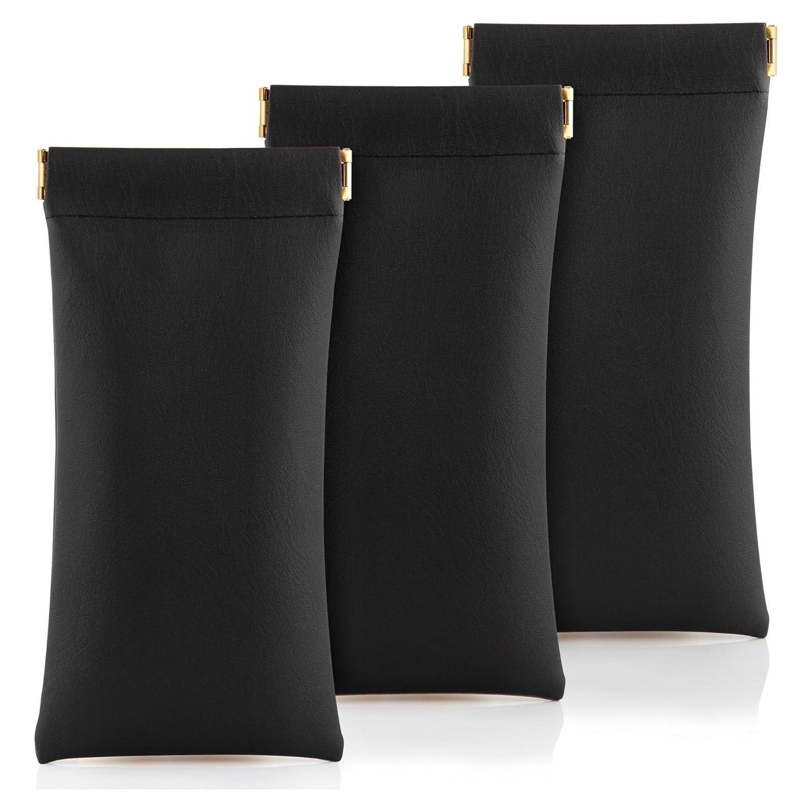 Estuche de Gafas de Cuero PU Negro 3 Pack - Portátil y Ligero