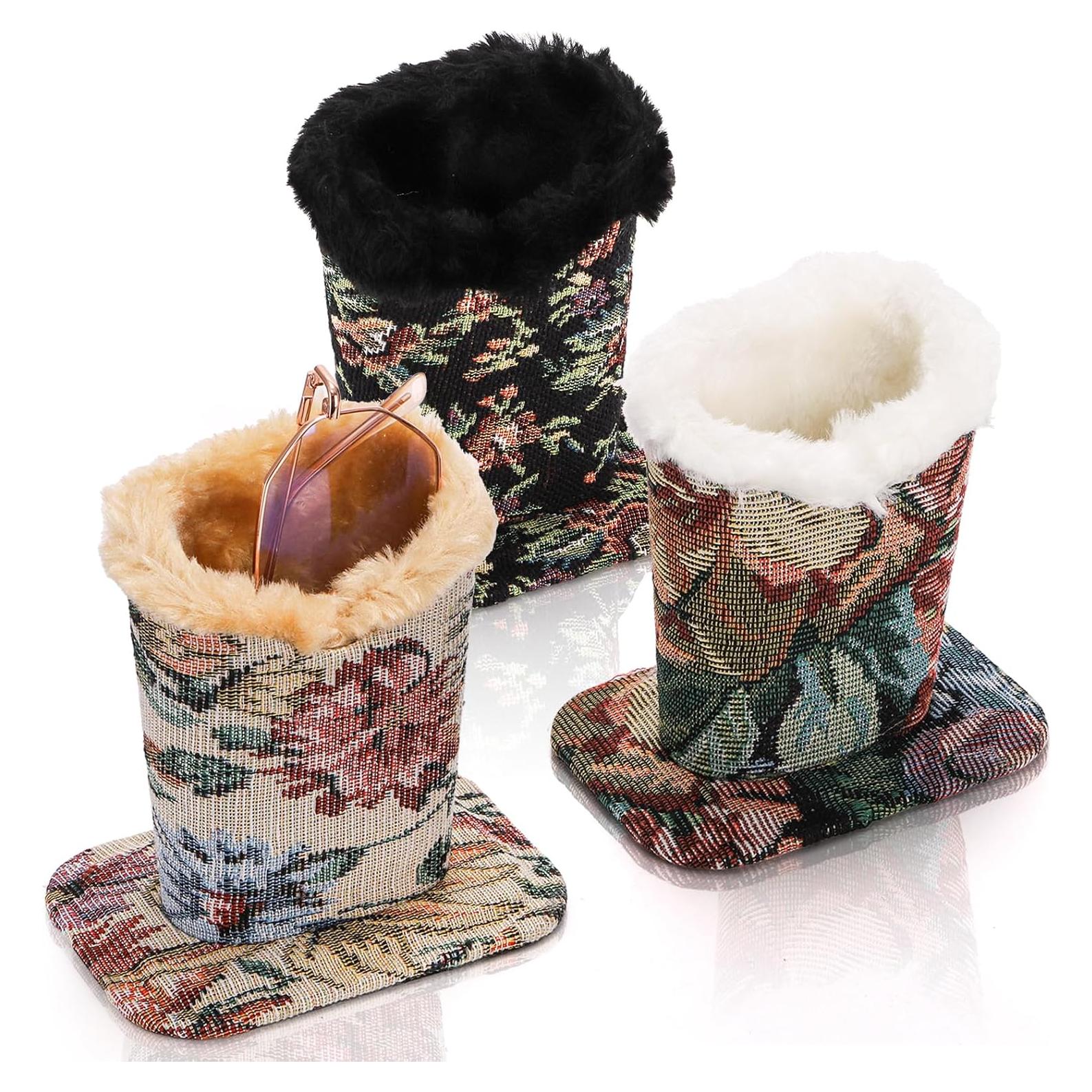 Soporte de Gafas Peohud 3 Pack Forrado de Peluche Negro