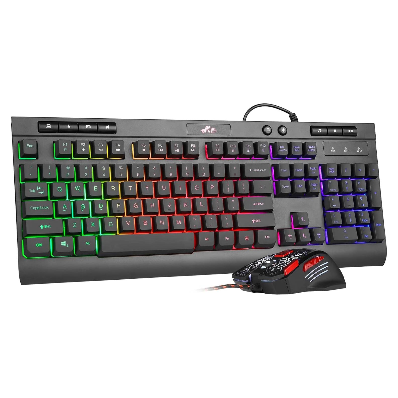 Combo Teclado y Ratón Gaming Rii RK900 LED RGB Mecánico