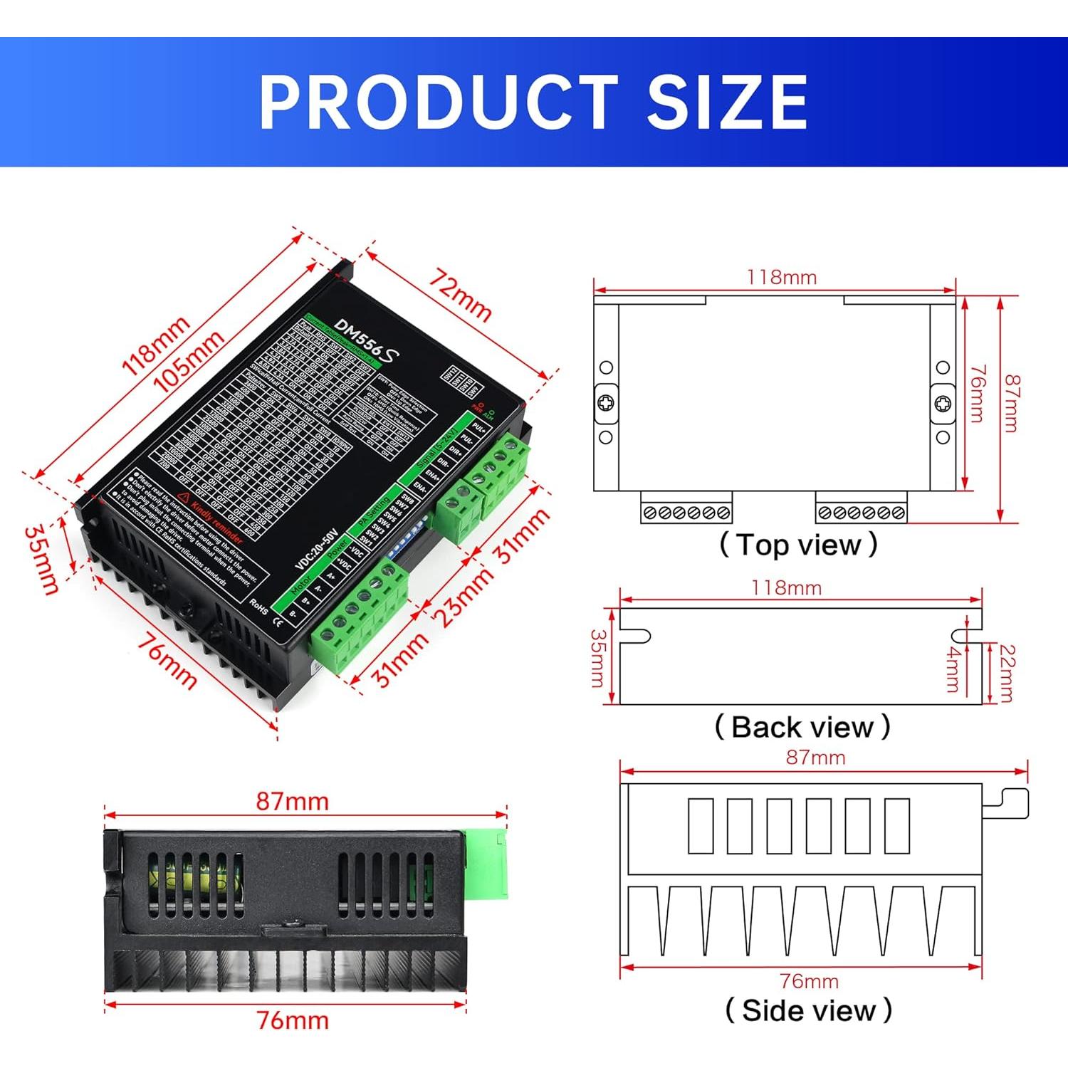 Controlador de Motor Paso a Paso CNCTOPBAOS DM556S 20-50V