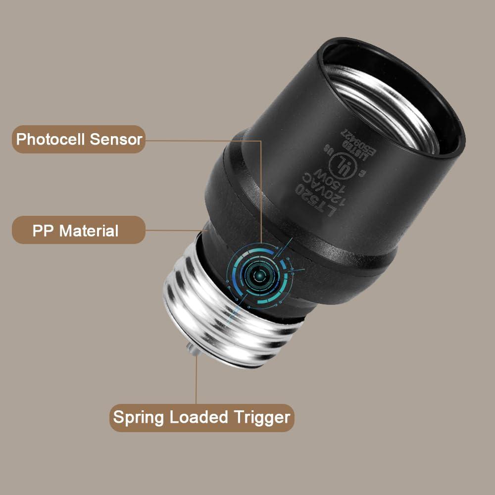 Enchufe Sensor de Luz Mighmia E26 E27 2 Piezas 150W