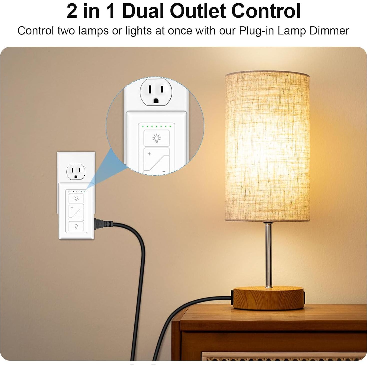 Atenuador Enchufable Taoellen con Control Remoto y Doble Salida