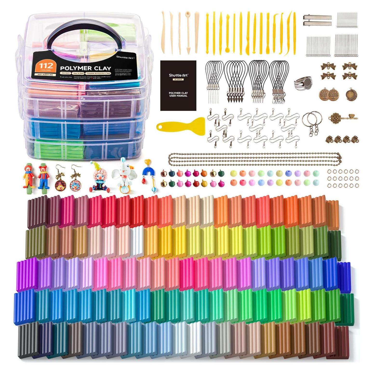 Kit de Arcilla Polimérica Shuttle Art 112 Colores y 20 Herramientas