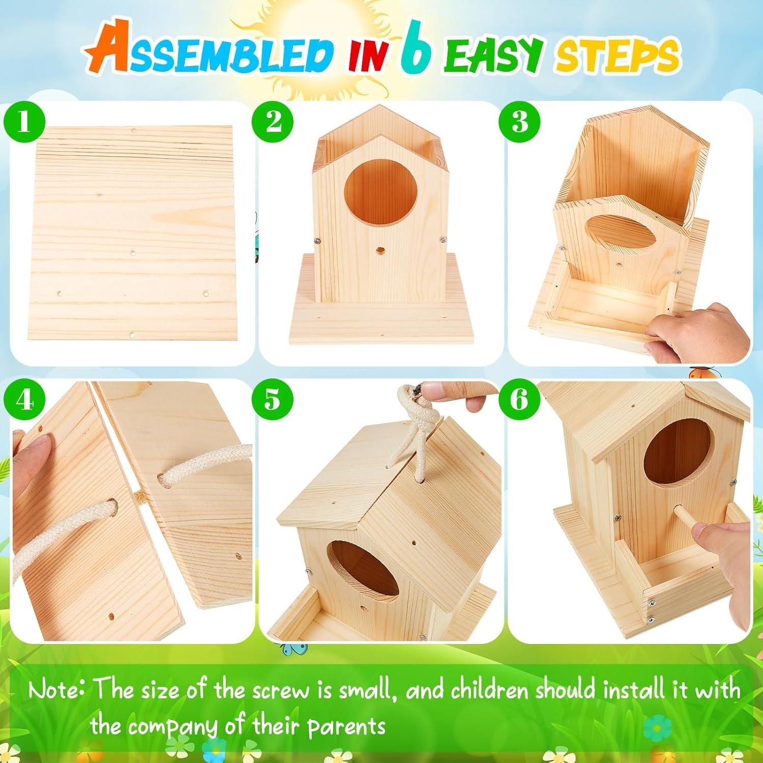 Kit de Casa para Pájaros Liliful 4 Pack DIY Madera Pintable