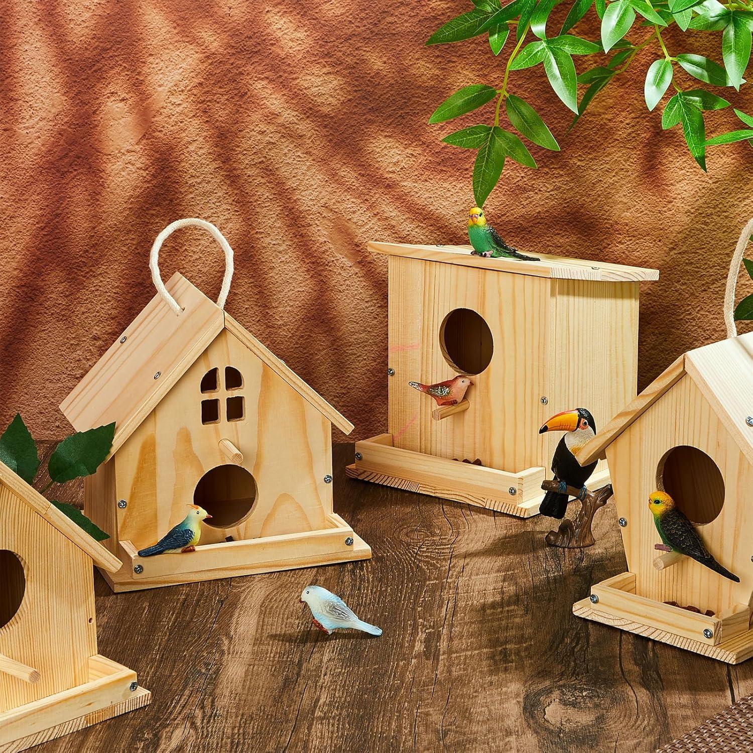 Kit de Casa para Pájaros Liliful 4 Pack DIY Madera Pintable