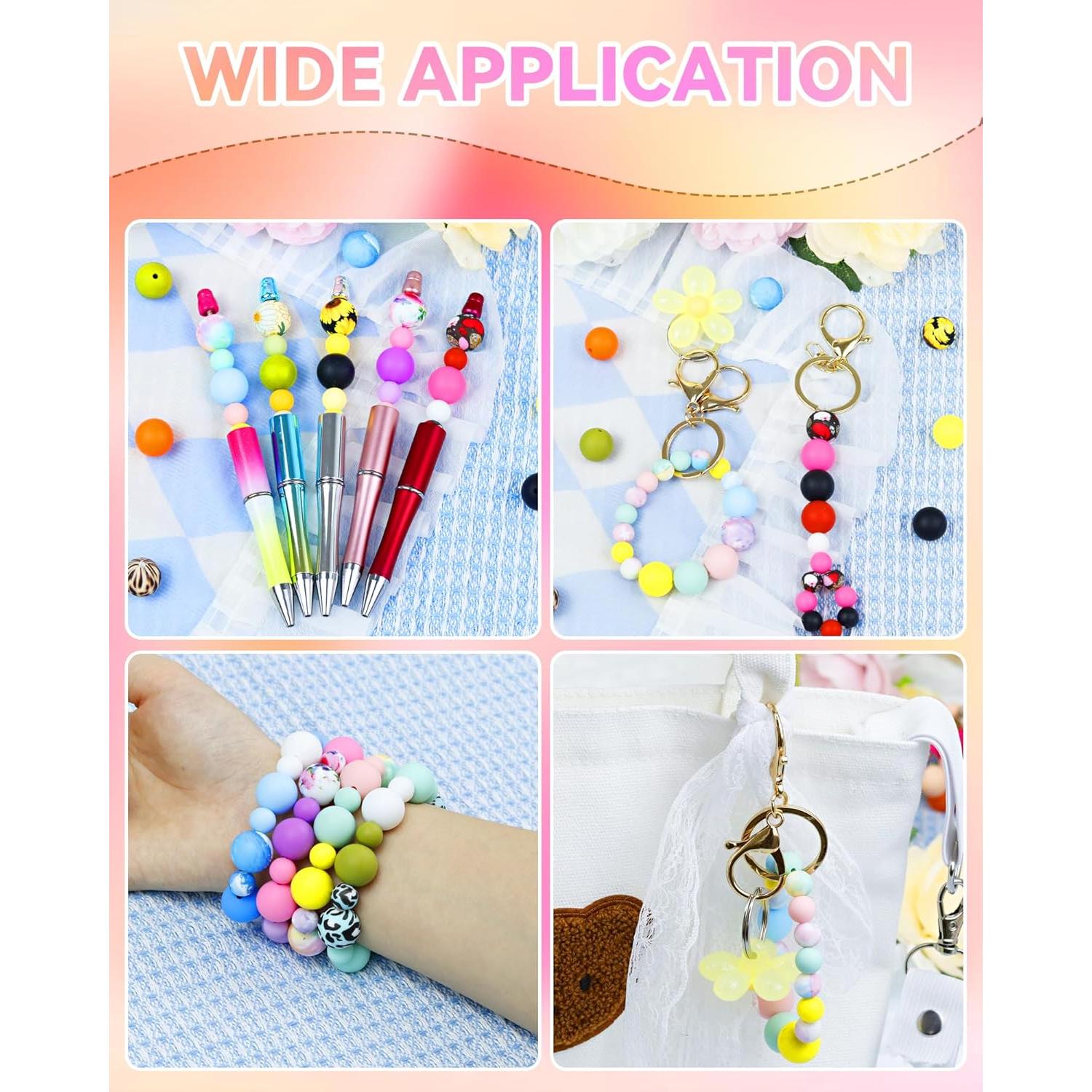 100 Perlas de Silicona FIVEIZERO 9mm y 15mm Azul Cian Blanco