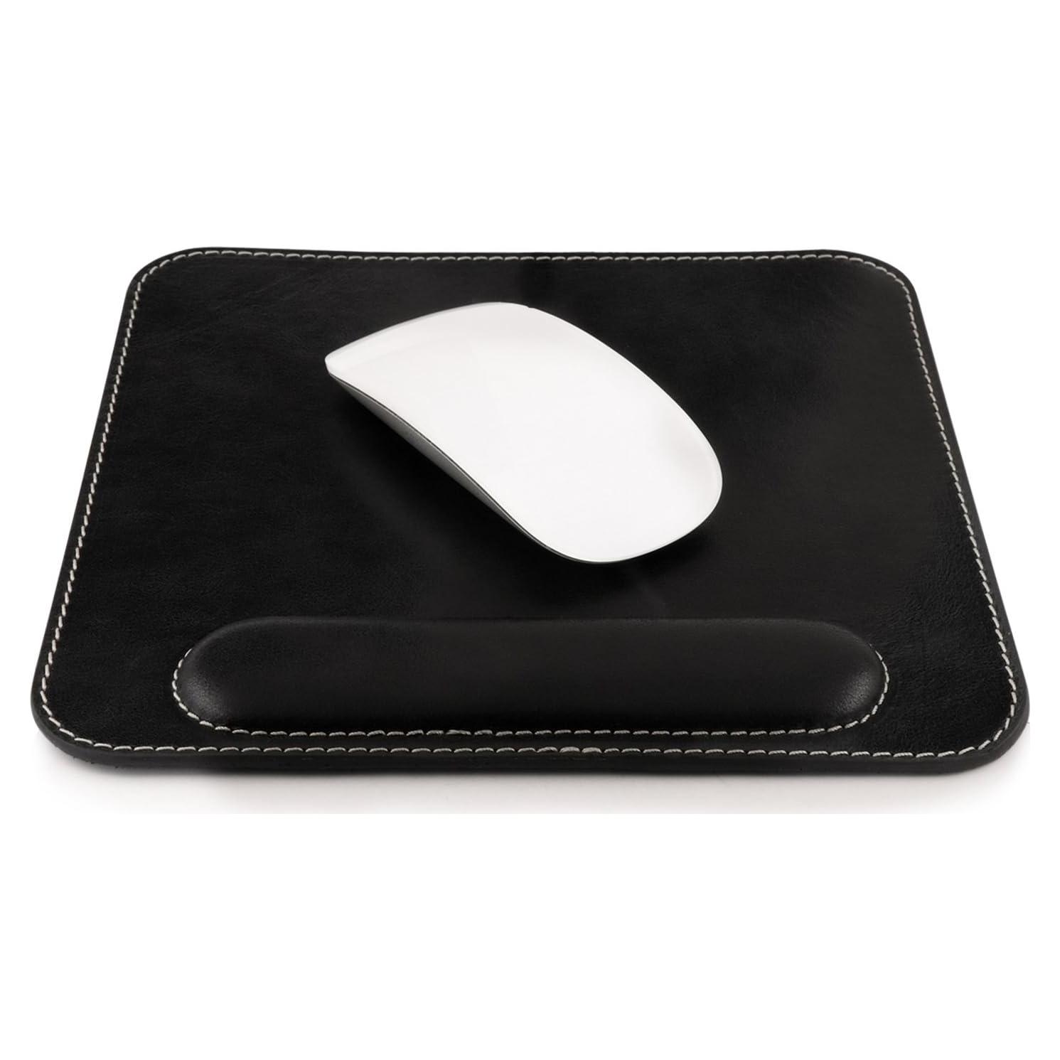 Alfombrilla de Ratón Londo de Cuero con Reposamuñecas - 20.8x20.8cm