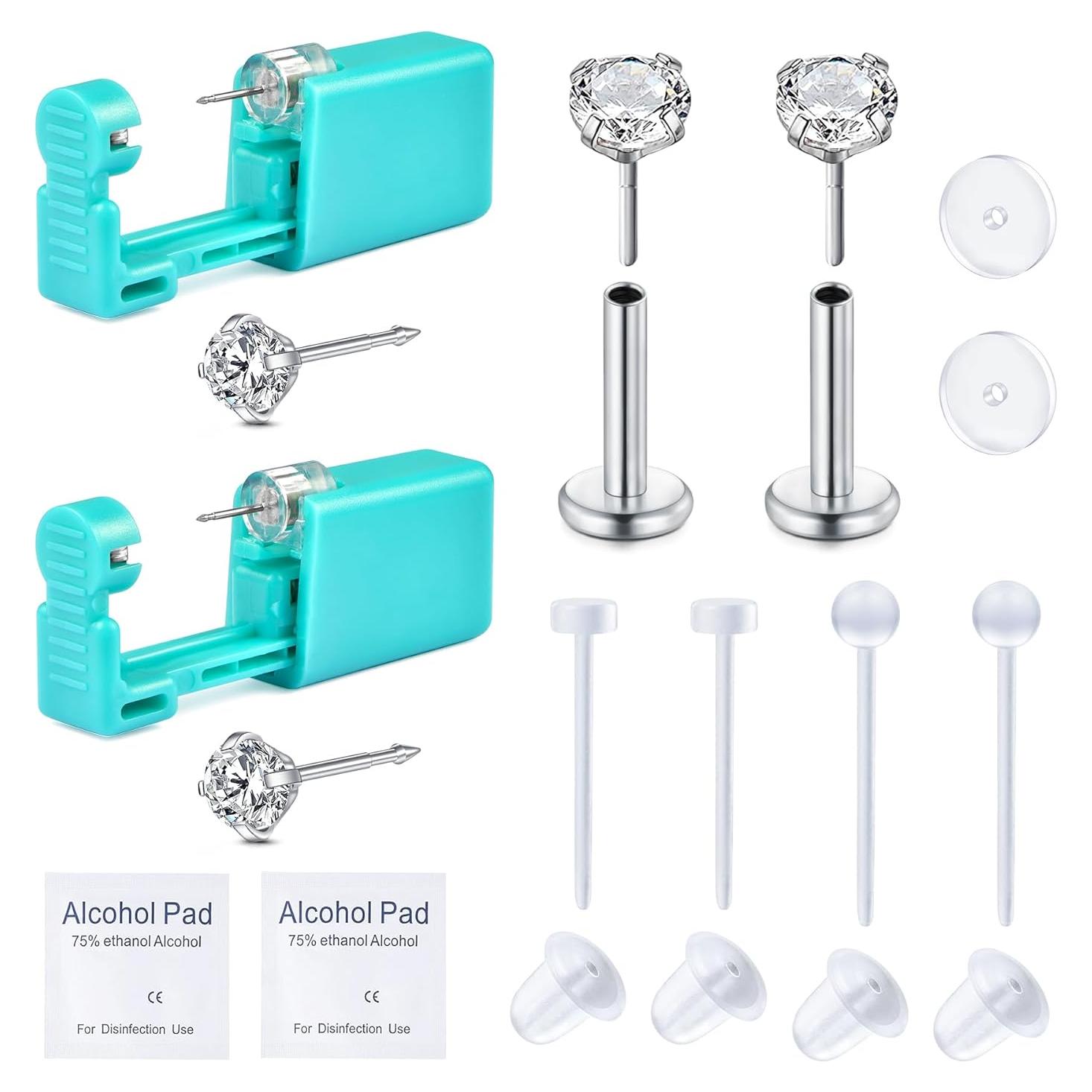 Kit de perforación de orejas QWALIT con aretes y accesorios