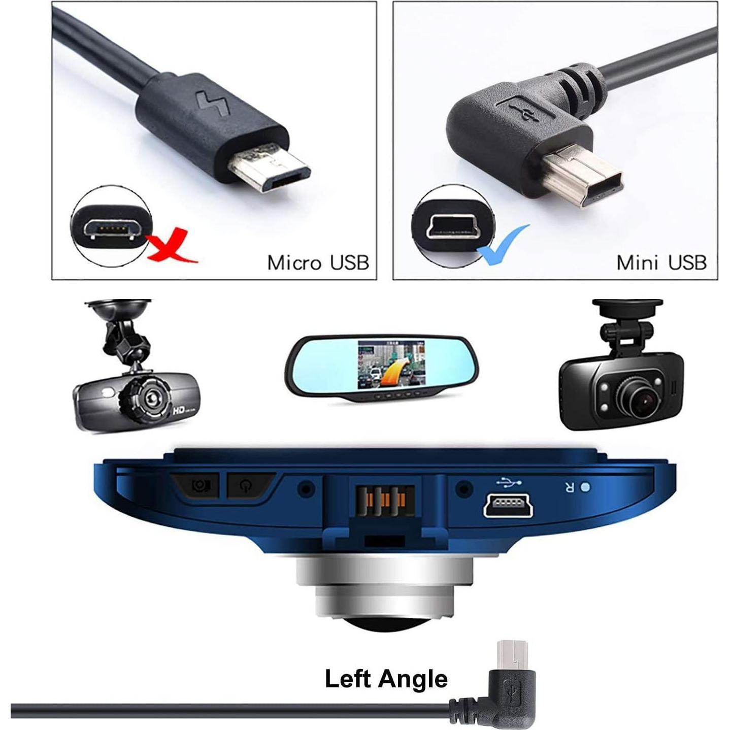 Cable de Alimentación Mini USB PASOW 3.5m 90 Grados Izquierdo