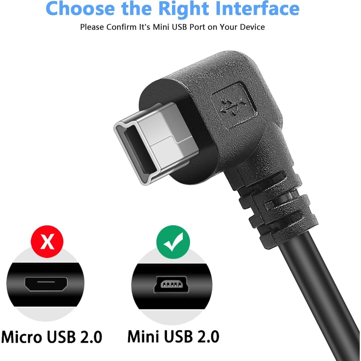 Cable de Alimentación Mini USB PASOW 3.5m 90 Grados Izquierdo