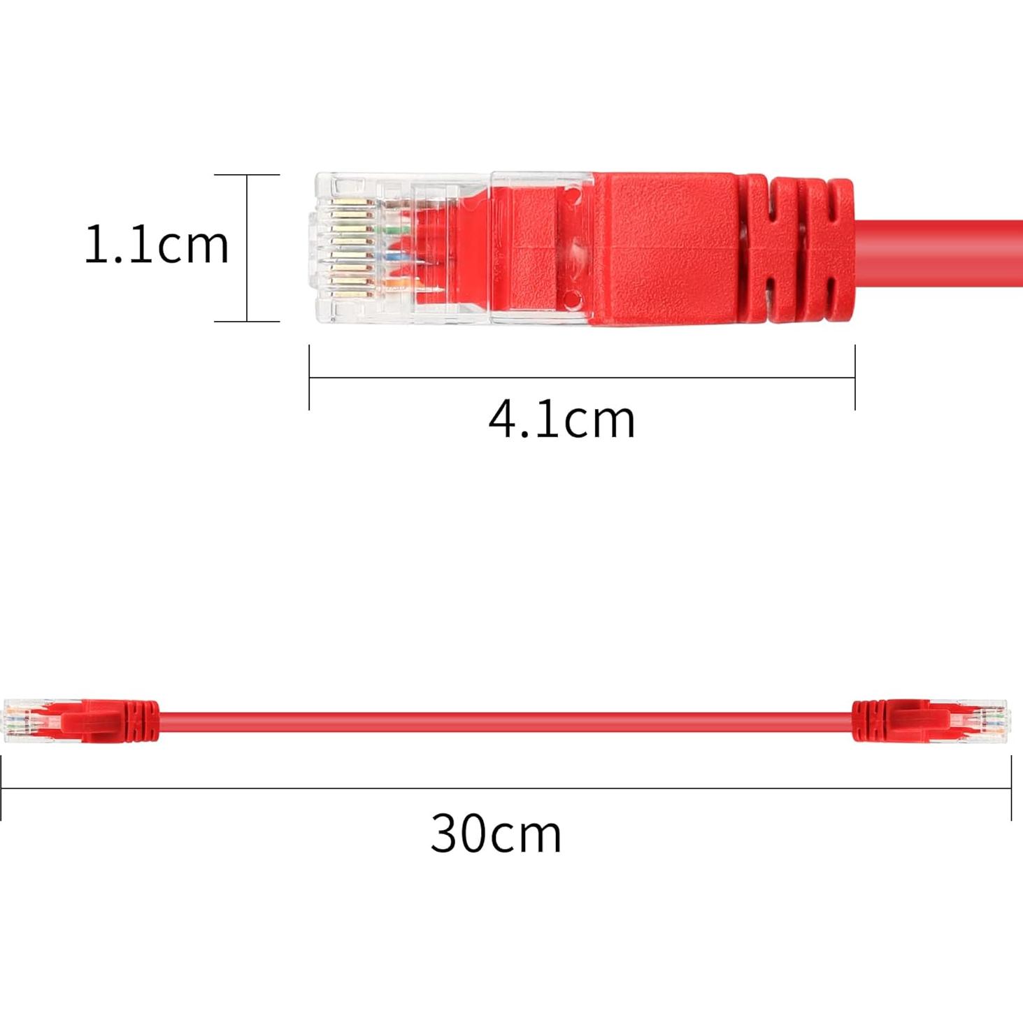 Cable Ethernet Cat6 RIIEYOCA 30cm - Paquete de 8 Unidades