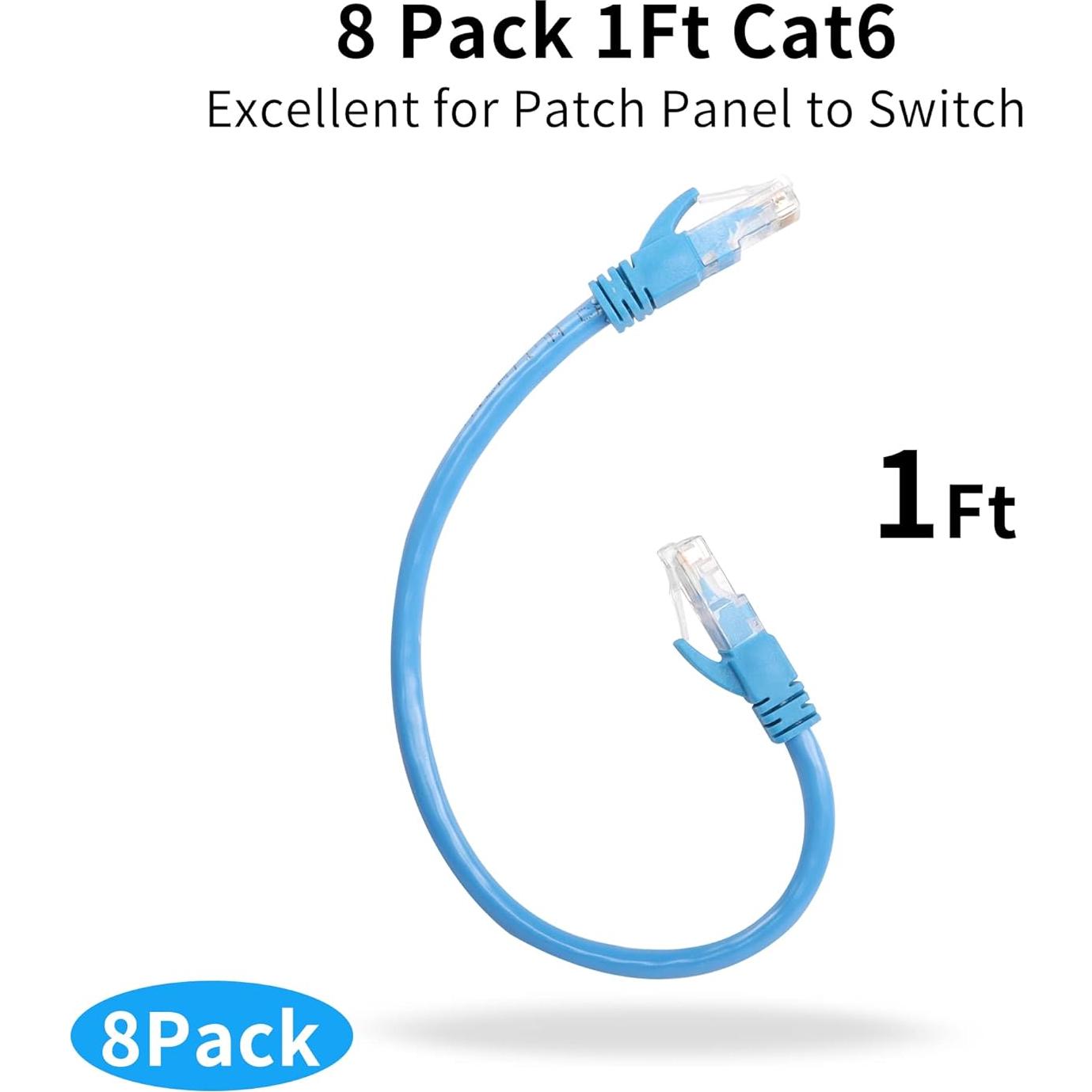 Cable Ethernet Cat6 RIIEYOCA 30cm - Paquete de 8 Unidades