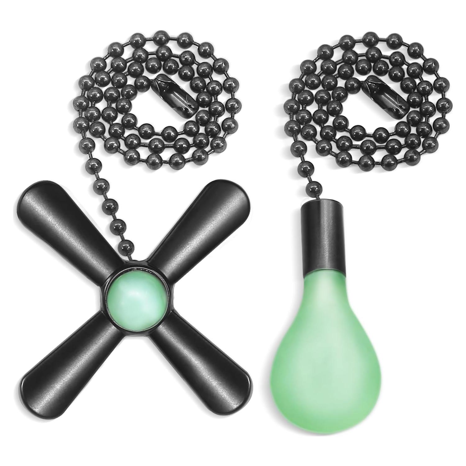 Juego de Cadenas de Tirar para Ventilador de Techo Dotlite 30cm Negro