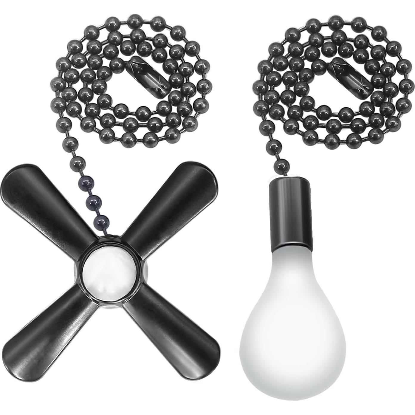 Juego de Cadenas de Tirar para Ventilador de Techo Dotlite 30cm Negro