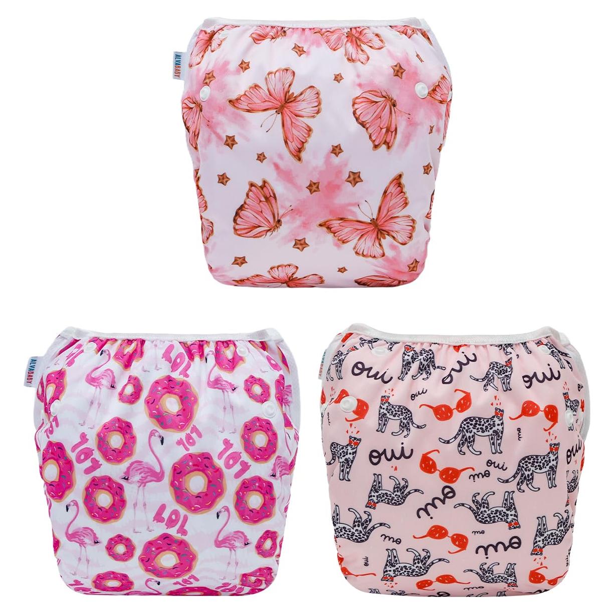 Pañales de Natación Reutilizables ALVABABY 3pcs Pequeño