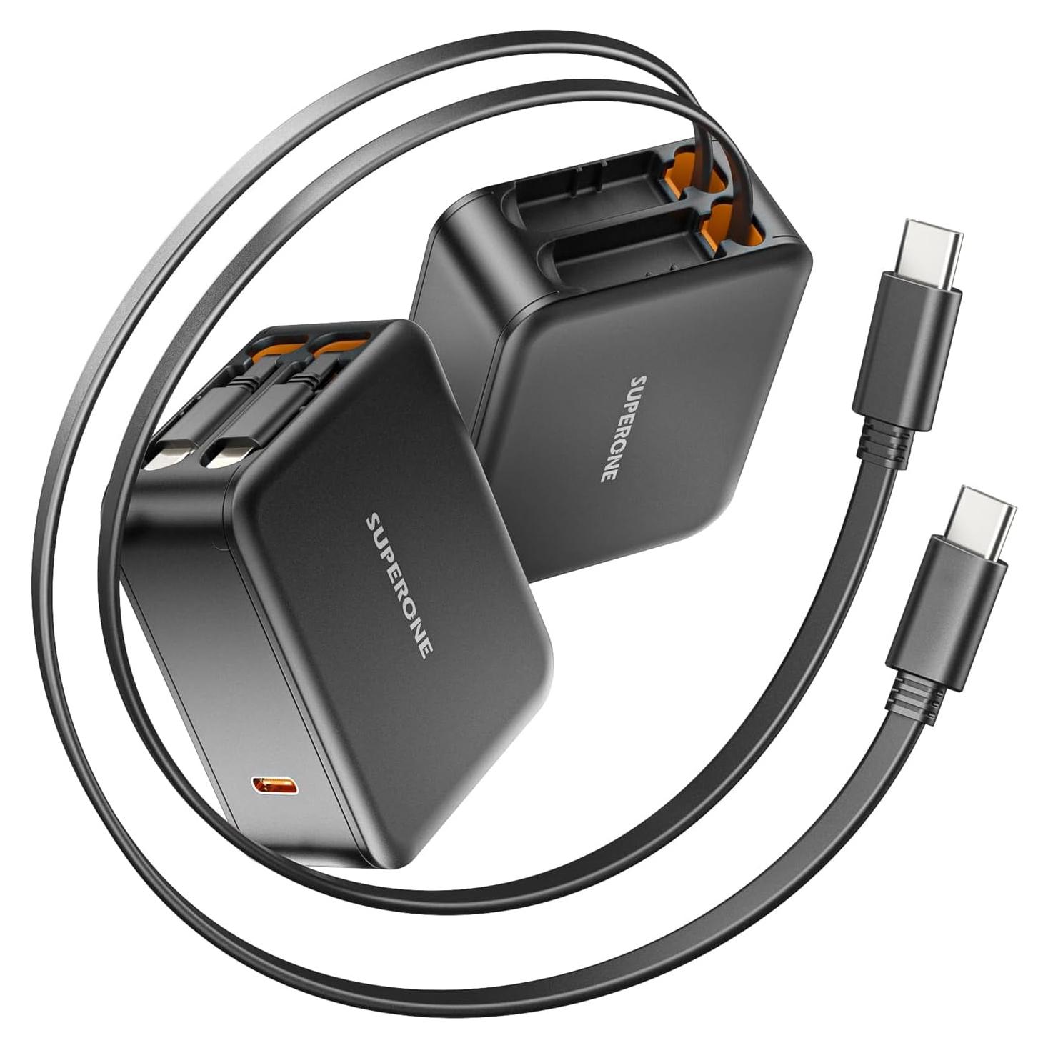 Cargador de Pared Retráctil SUPERONE 62W 3 Puertos USB-C