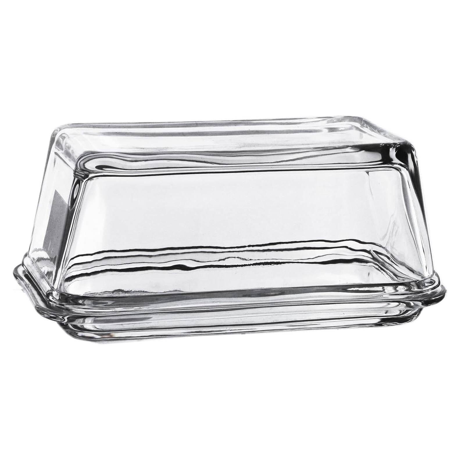 Plato de Mantequilla de Vidrio Fox Run con Tapa 17.15 cm