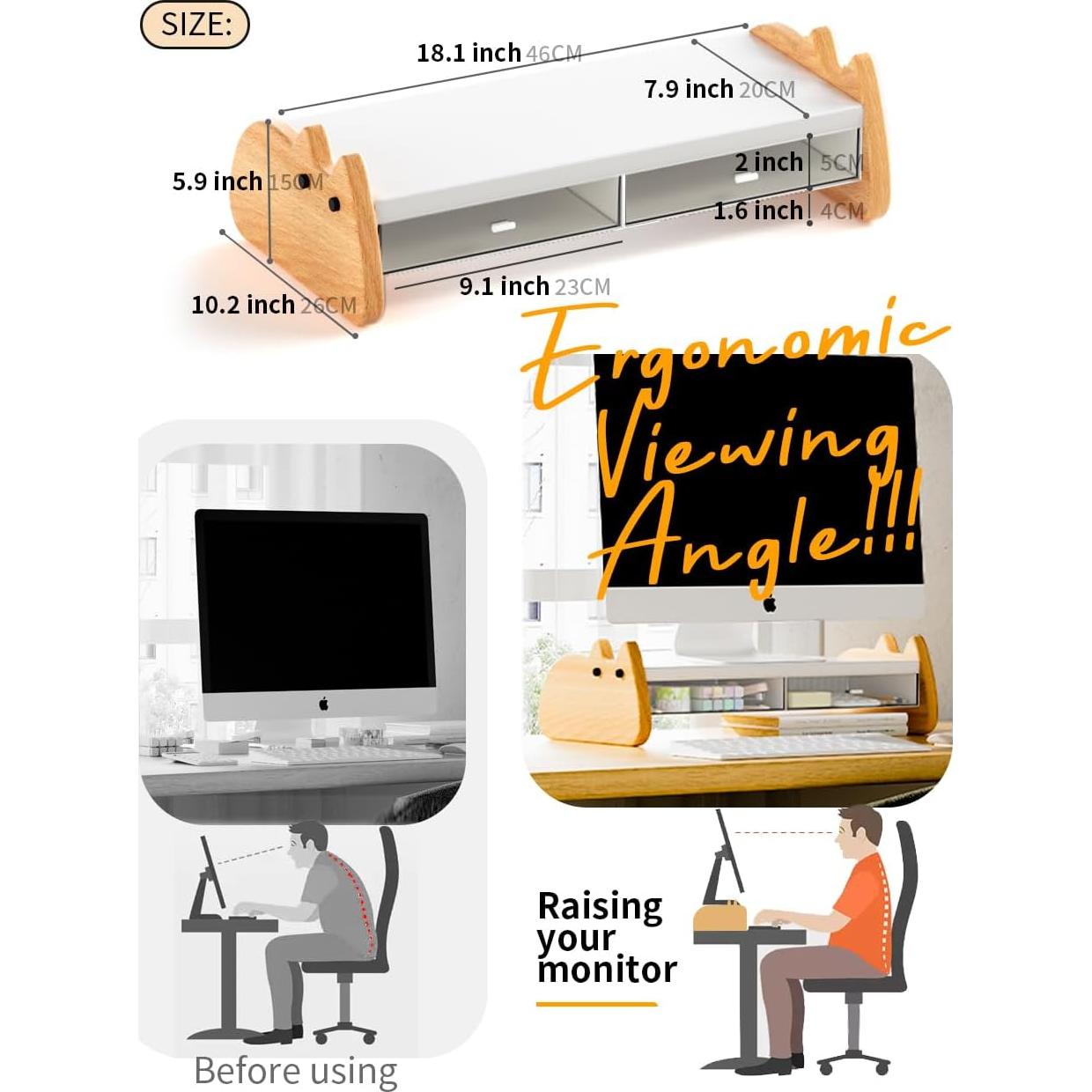 Soporte Elevador para Monitor AFOOYO con Cajones Acrílicos